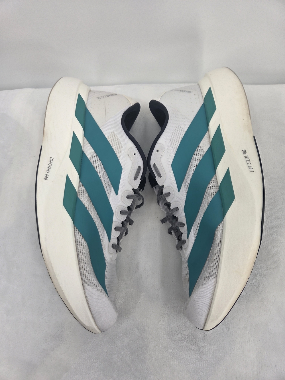 adidas Adizero EVO SL Men's 10 Running Shoes White Teal Lightstrike Pro